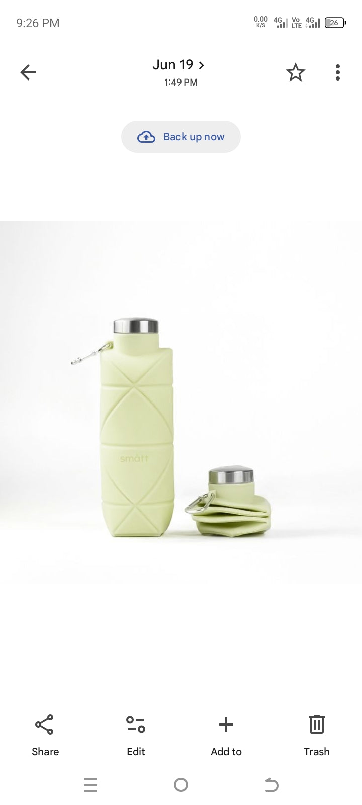 Collapsible Silicone Water Bottle - 600ml Foldable Travel Water Bottle